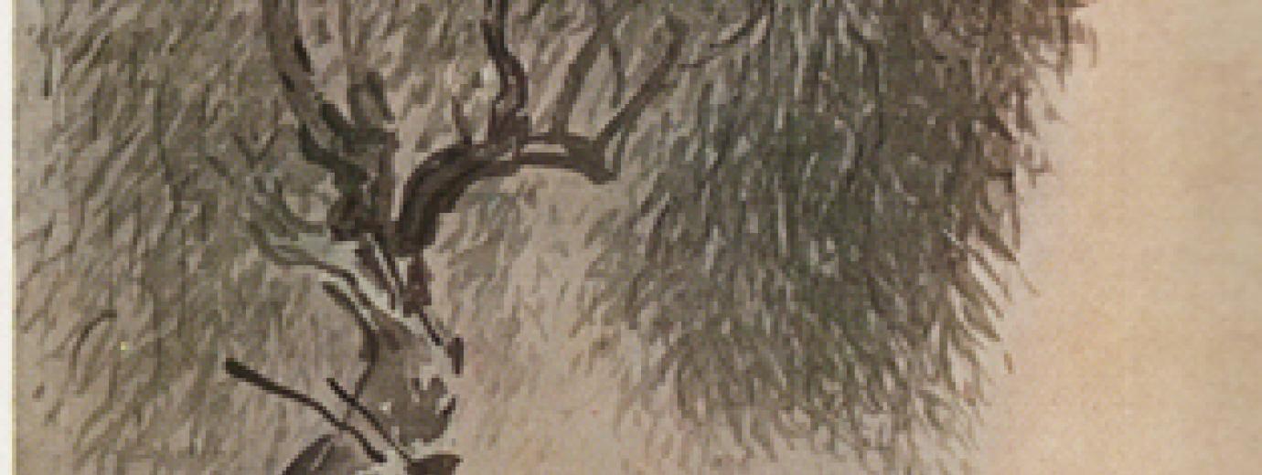 与謝蕪村筆　柳陰漁夫図